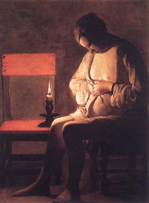 LA TOUR, Georges de Woman Catching Fleas oil painting picture